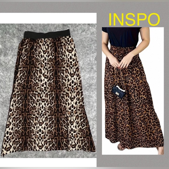 TOXIK3 Leopard Print Maxi Skirt Women's 1X Multi Elastic Waist Long - Picture 14 of 14